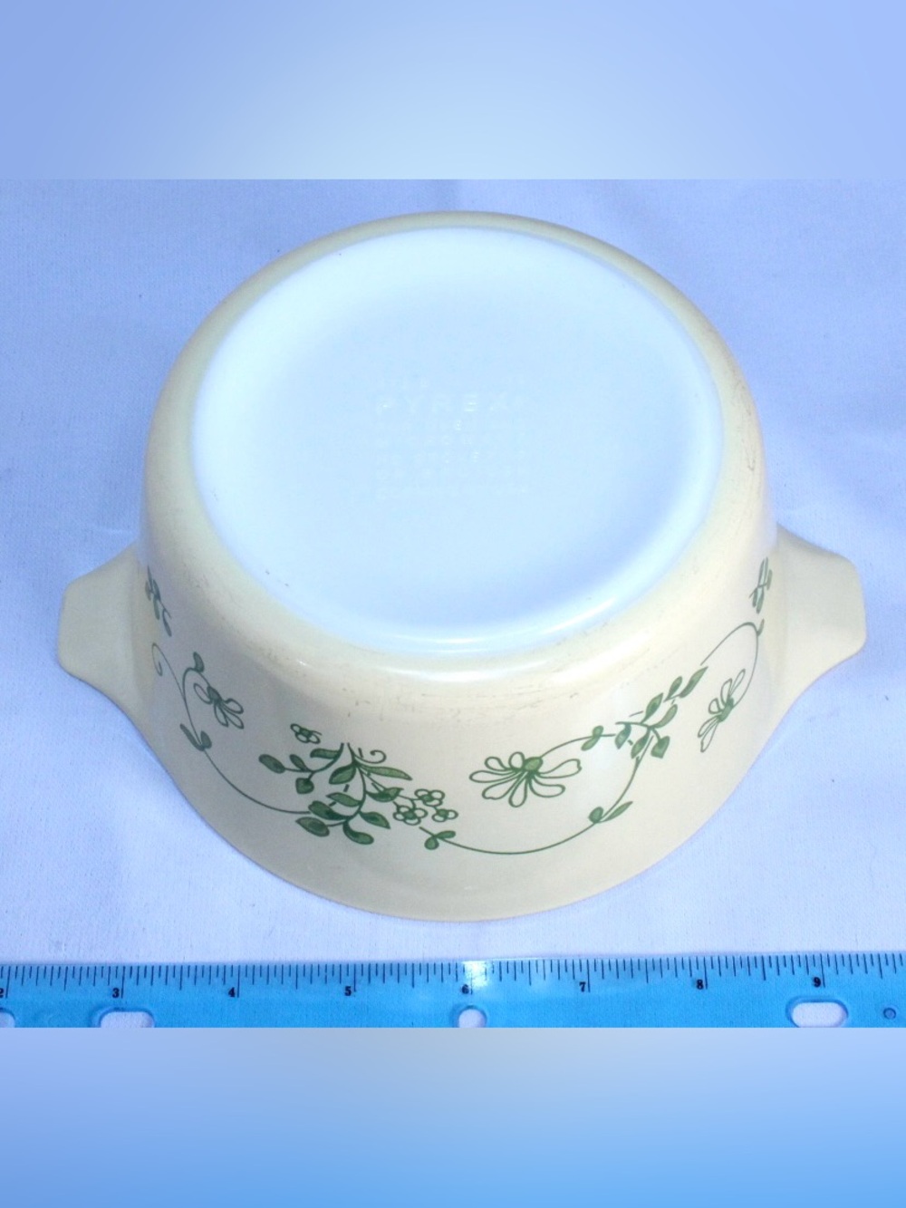PYREX Milk Glass “Shenandoah” “Wintergreen” Cinderella Dish 1L Model 473 B - Picture 8 of 8